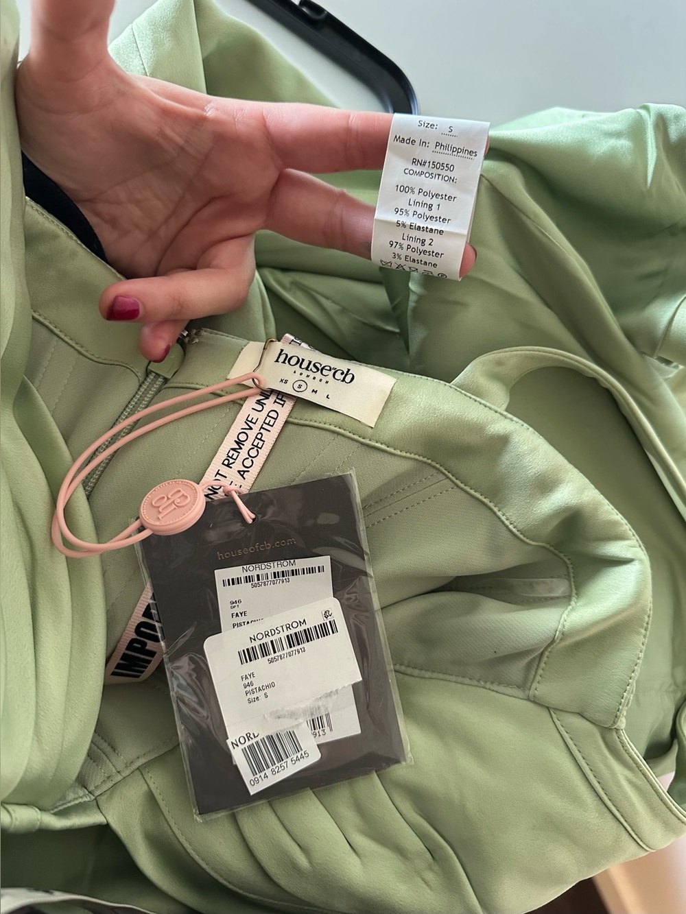 NEW House Of CB Faye Pistachio Green Satin Corset Midi Dress S Plunge Bodice - Picture 7 of 7